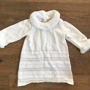 Janie & Jack Sweater Dress with Faux Fur Collar
